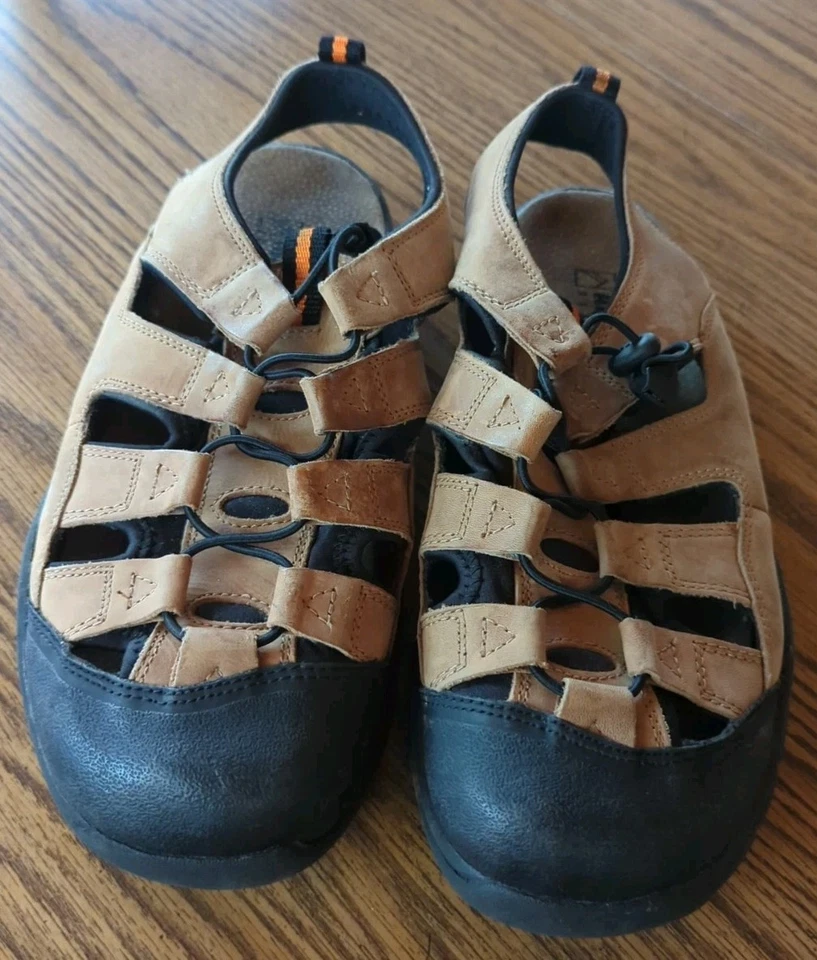 Alpine Design Men Fisherman Sandals Brown Leather Drawstring Size 10 - Image 2 of 4