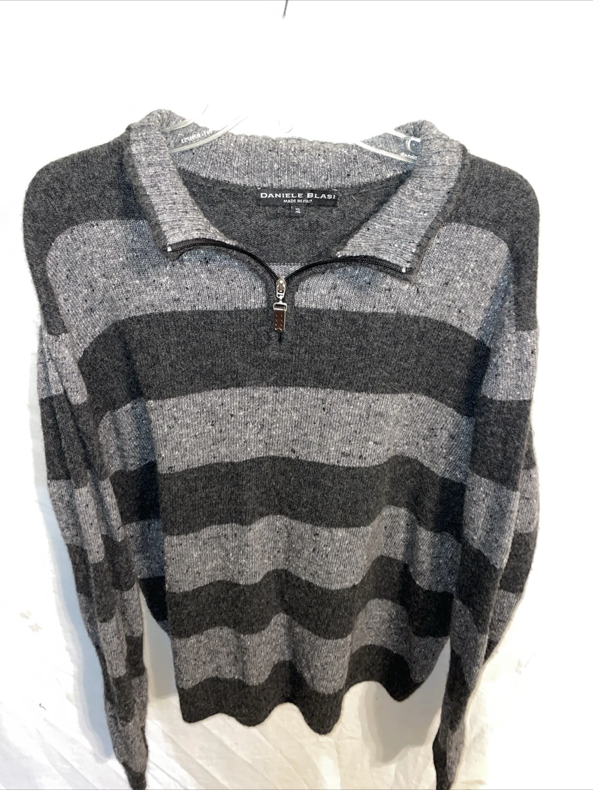 Daniele Blasi Mens Pullover Sweater Size XL Black Gray Wool Blend Comfort Party