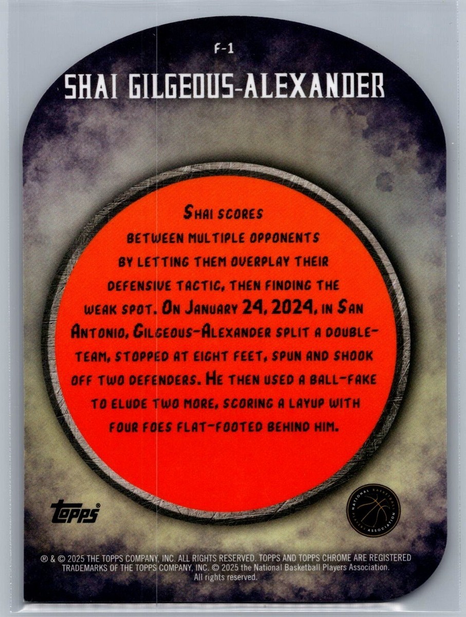 50 2025-26 Topps Finest - Finishers Gold Shai Gilgeous Alexander