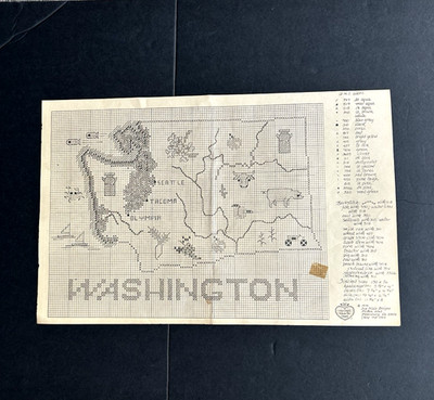 VTG Sue Hills Designs--Washington--Counted Cross Stitch State Map Pattern Chart