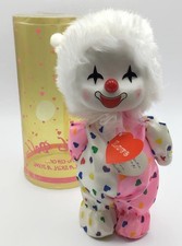 Vtg 80s 90s Sankyo Musical Moving Wind Up Clown WORKS Rainbow Heart Package