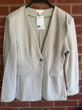 H&M Beige Collarless Jersey Blazer Size M Women’s Smart Casual BNWT