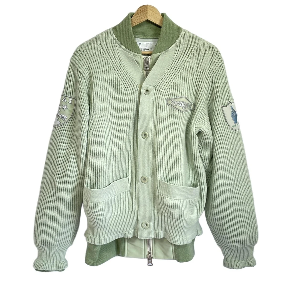 Auth Sacai Giacca leggera da uomo verde chiaro 24 03549M