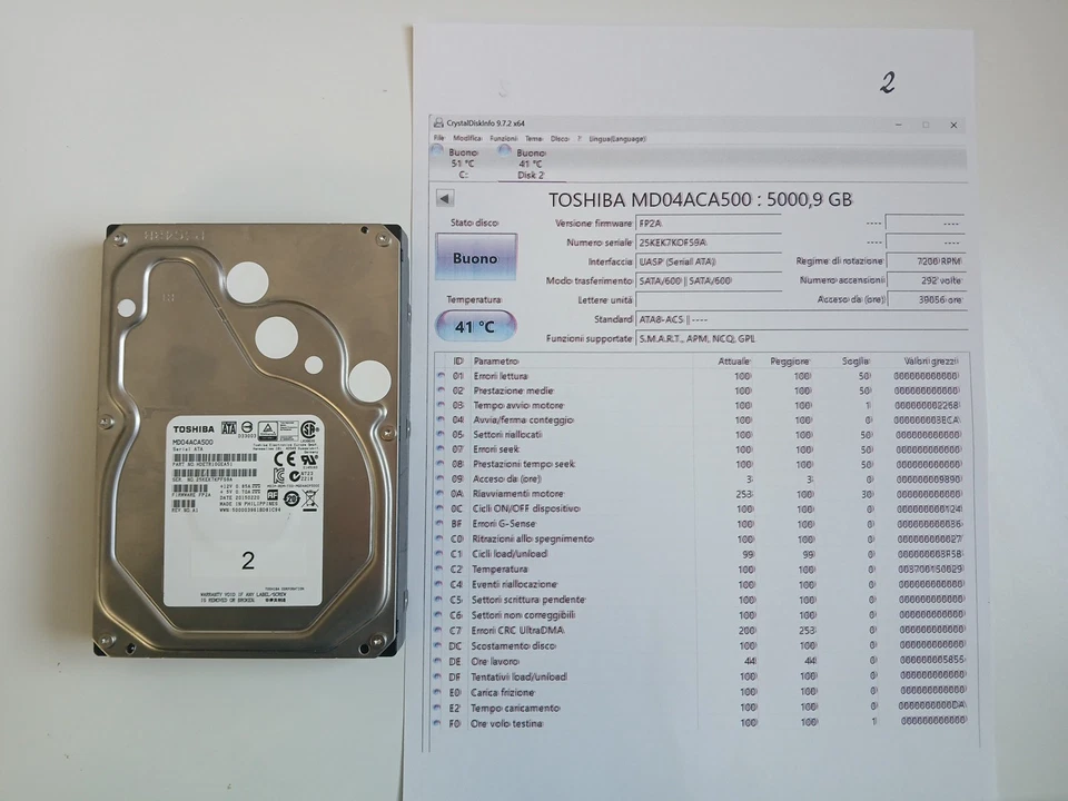 Hard Disk Toshiba MD04ACA500 3,5'' 5TB SATA testato e funzionante - Immagine 2 di 4