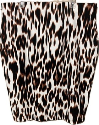 267 Bold Elements 1X Brown Women s Leopard Print Pencil Skirt