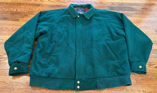 Woolrich Coat Men XL Green Wool Bomber VTG 90s Plaid Lined Boxy