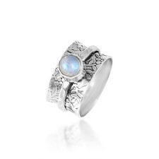 Rainbow Moonstone Spinner Ring 925 Sterling S...