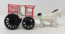 Vintage Cast Iron Horse Drawn Wagon Fresh Milk Carriage 7" Reproduction