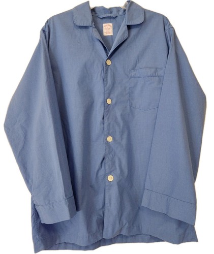 BROOKS BROTHERS Herren Medium Pyjama Shirt blau weiß kariert Baumwolle Knopfleiste - Bild 1 von 8