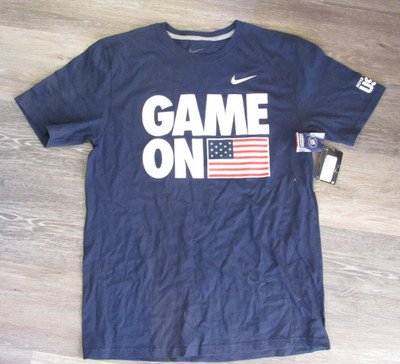 NIKE ''Game On'' US Flag 2012 Olympic Licensed Navy T-Shirt Men's Large NWT (MS-7)