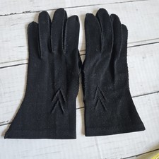 Vintage Hansen Nylon Black Gloves Size 7