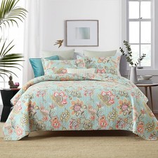 Cotton Bedspread Bedding Coverlet Quilt Sets Reversible Vintage Branch Floral