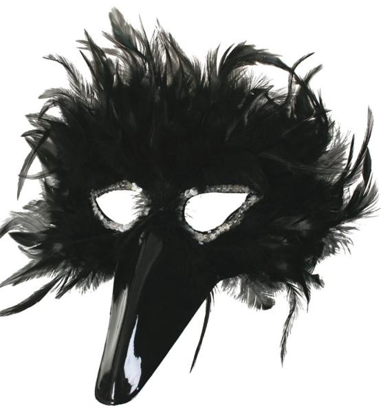 Fasching KostüM ZubehöR Tiermasken Federdomino Vogel Schwarzer Rabe-image