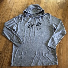 Under Armour Performance Football Base Layer Shirt Pullover Hoodie L Gray
