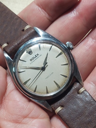1950s Rolex Oyster Perpetual Big Bubbleback Ovettone pre-Explorer Ref. 6098