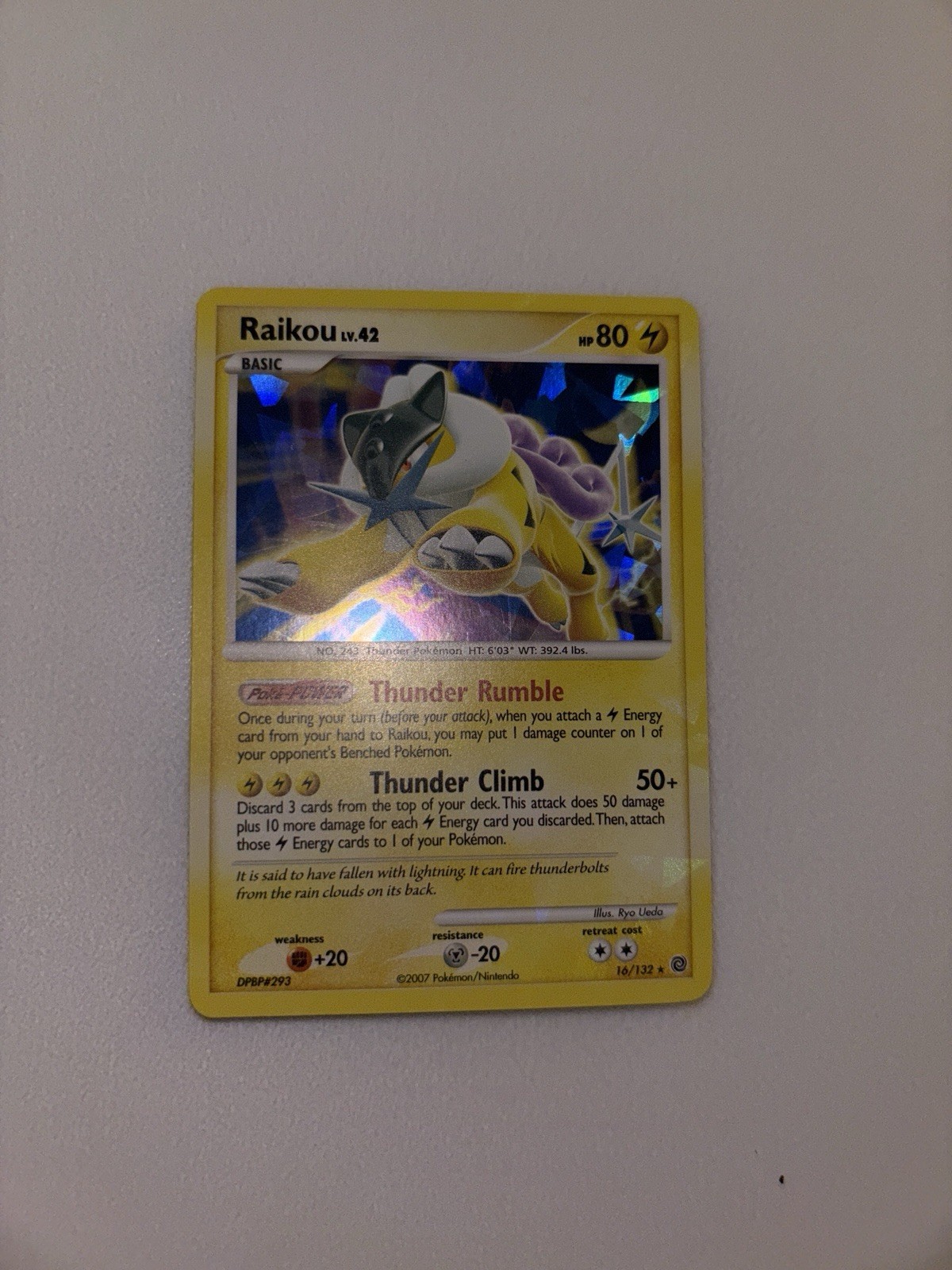 Pokemon TCG Raikou Holo Rare Card Secret Wonders 16/132
