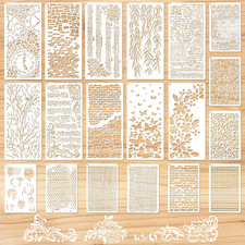 19Pcs Stencils for Crafts, Reusable Mixed Layering Pattern Stencil