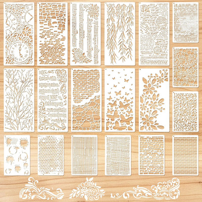 19Pcs Stencils for Crafts, Reusable Mixed Layering Pattern Stencil