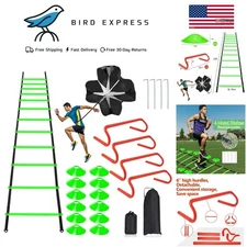 Agility Ladder Training Set with Hurdles Cones Parachute for Sports and Fitness
