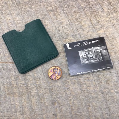 Rare German E. KRAMER Jewelry Store Advertising Glass Photo Pocket Mirror