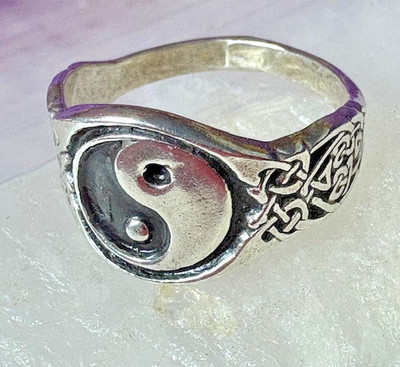 Yin Yang Symbol 925 mit keltischem Bandring Größe 8 für Balance Original von JKL 452