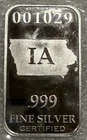 50 State Minimum 1/2 Oz .999 Pure Silver Bar State Series ~~ IOWA ~~ IA