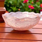 Westmoreland Pink Depression Glass Oregon Grape Stippled Scalloped Edge Bowl Vtg