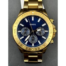 Fossil BQ2706 Bannon Men's Gold Tone Blue Dial Multifunction Watch NIBWT