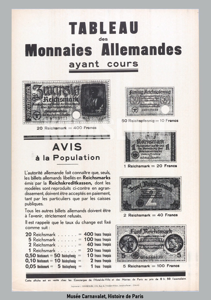 WWII Nazi German Occupation Military RKK Notes Reichsmark 50pf-50RM ...