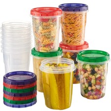 Twist Top Food Storage Containers 32 oz 12 Pack Plastic Freezer Storage Conta...