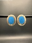22mm Vintage-Inspired Oval Stud Earrings with Turquoise-like Stone — photo 2