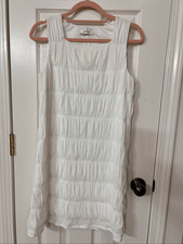 Sadie & Sage Women's Shirred Sleeveless Square Neck Shift Dress White Size Small