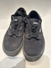 Black VANS Trainers Lace Up Uk 3 Junior Boys Girls Skate Shoes Sneakers