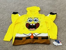 SpongeBob SquarePants Pajamas Boys Large 10/12 Suit Boys Zipper Footless NWT