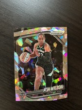 A'Ja Wilson 2025 Prizm WNBA Silver Cracked Ice #76 Las Vegas Aces MVP Champion