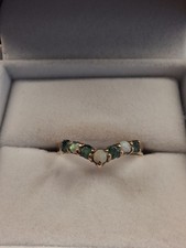 Emerald and Opal Gold Wishbone Ring
