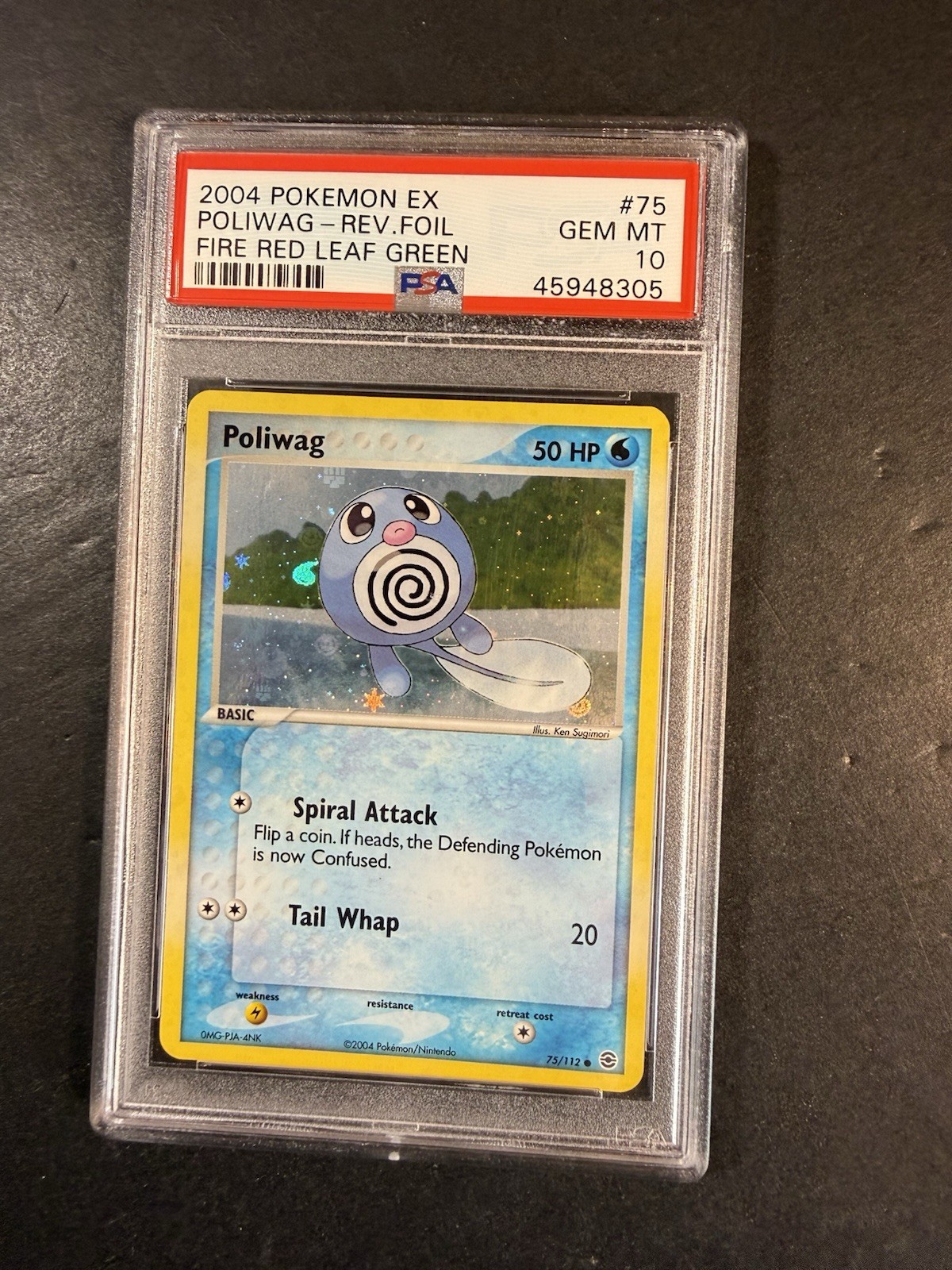 Pokemon Poliwag EX Fire Red & Leaf Green Reverse Holo #75/112 PSA 10 Gem Mint