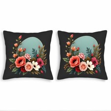 Set of 2 Decorative Throw Pillow Covers 18x18in - Floral Design
