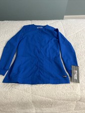 NWTGreys Anatomy By Barco 4 Pocket Snap Button Scrub Jacket Royal Blue Sz Small