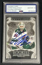 Jesper Wallstedt Signed 2024-25 Upper Deck Artifacts Rookies Card PSA 10 Auto