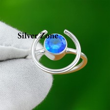 Blue Topaz Gemstone 925 Sterling Silver Handmade Jewelry Ring Size 5 to 13