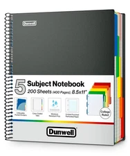 Dunwell College Ruled Notebook with Pocket Dividers 200 Sheets 8.5x11