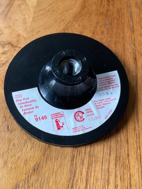 New 3M Disc Pad Holder for Hook and Loop, Metric Threads, 4.5". M14