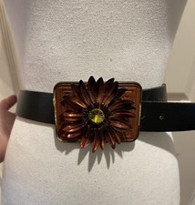YOCHI New York Genuine Leather Belt Women Large Made In USA Designer Belt