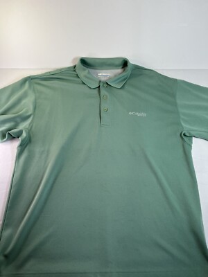 Columbia PFG Shirt Mens Large Polo Mint Green Vented Omni Shade