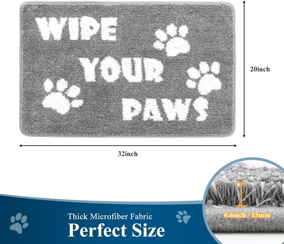 Dog Door Mat Muddy Paws Absorbs Moisture Absorbent Non Slip Washable Microfiber eBay