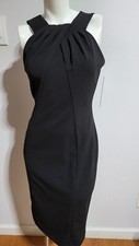 NEW CALVIN KLEIN WOMEN'S SLEEVELESS PLEATED CHEST BLACK SHEATH DRESS SIZE 2