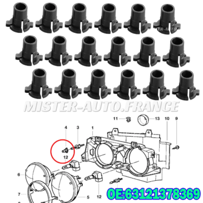 Fixation Phare Avant BMW Lot De 10 Clips à Vis Pour Réglage Phare BMW Série 3/5/7 E30/E32/E34 - Référence OEM 63121378369 - Noir Valise Diagnostique Bmw