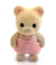 Calico Critters Mini Bear Flocked Pink Outfit Miniature 2 Inch