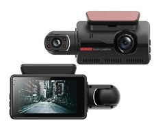 DASH CAM DVR AUTO 2 TELECAMERE CRUSCOTTO AUDIO VIDEO MONITOR 3' FULL HD G-SENSOR